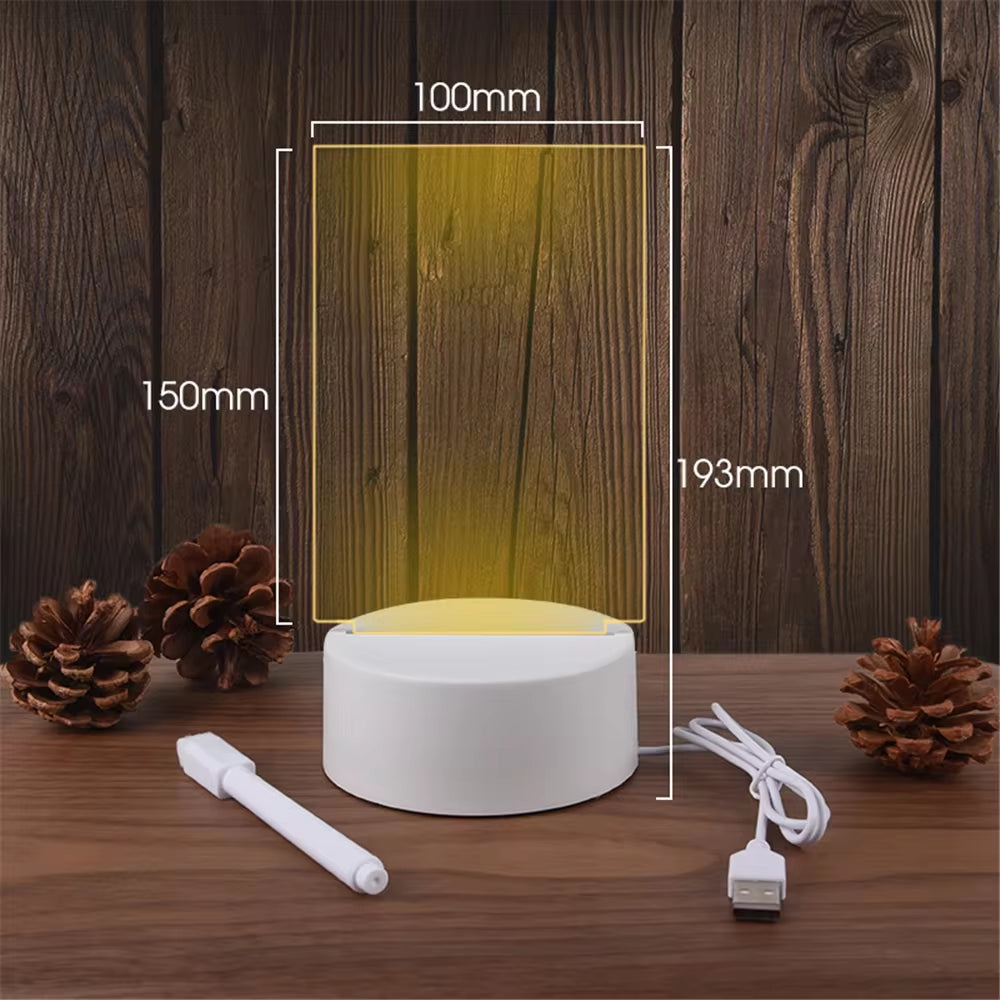 Transparent Luminous LED Night Light with Erasable Message Board