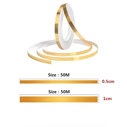 50M Self-Adhesive Brushed Gold & Silver Floor Edging Tape