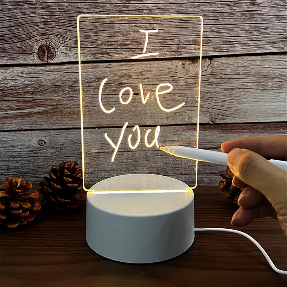 Transparent Luminous LED Night Light with Erasable Message Board