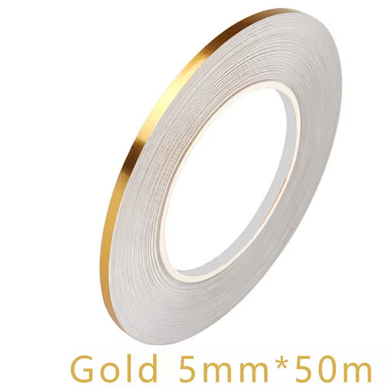 50M Self-Adhesive Brushed Gold & Silver Floor Edging Tape