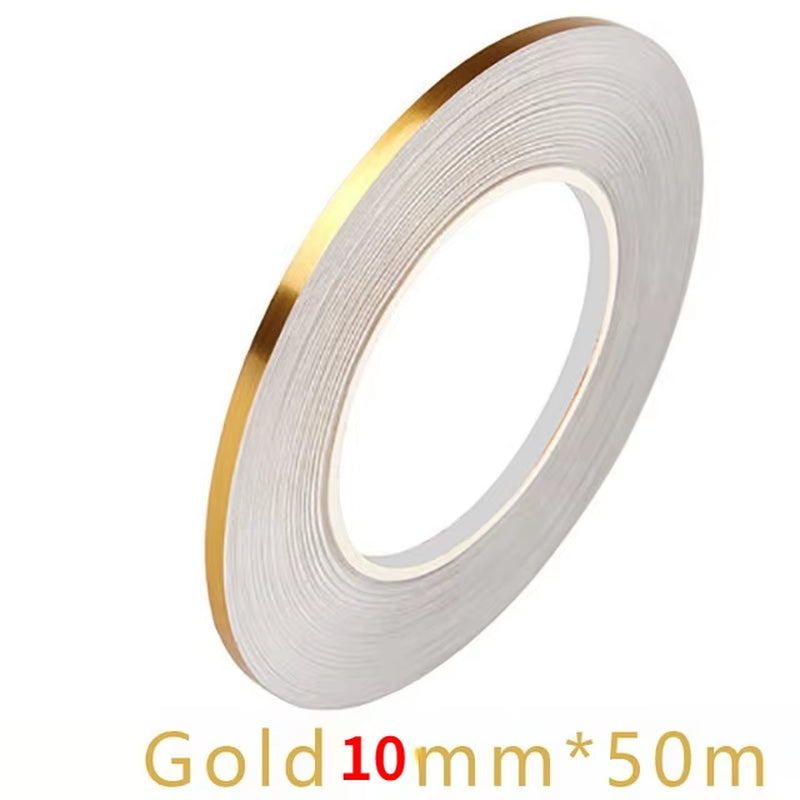 50M Self-Adhesive Brushed Gold & Silver Floor Edging Tape