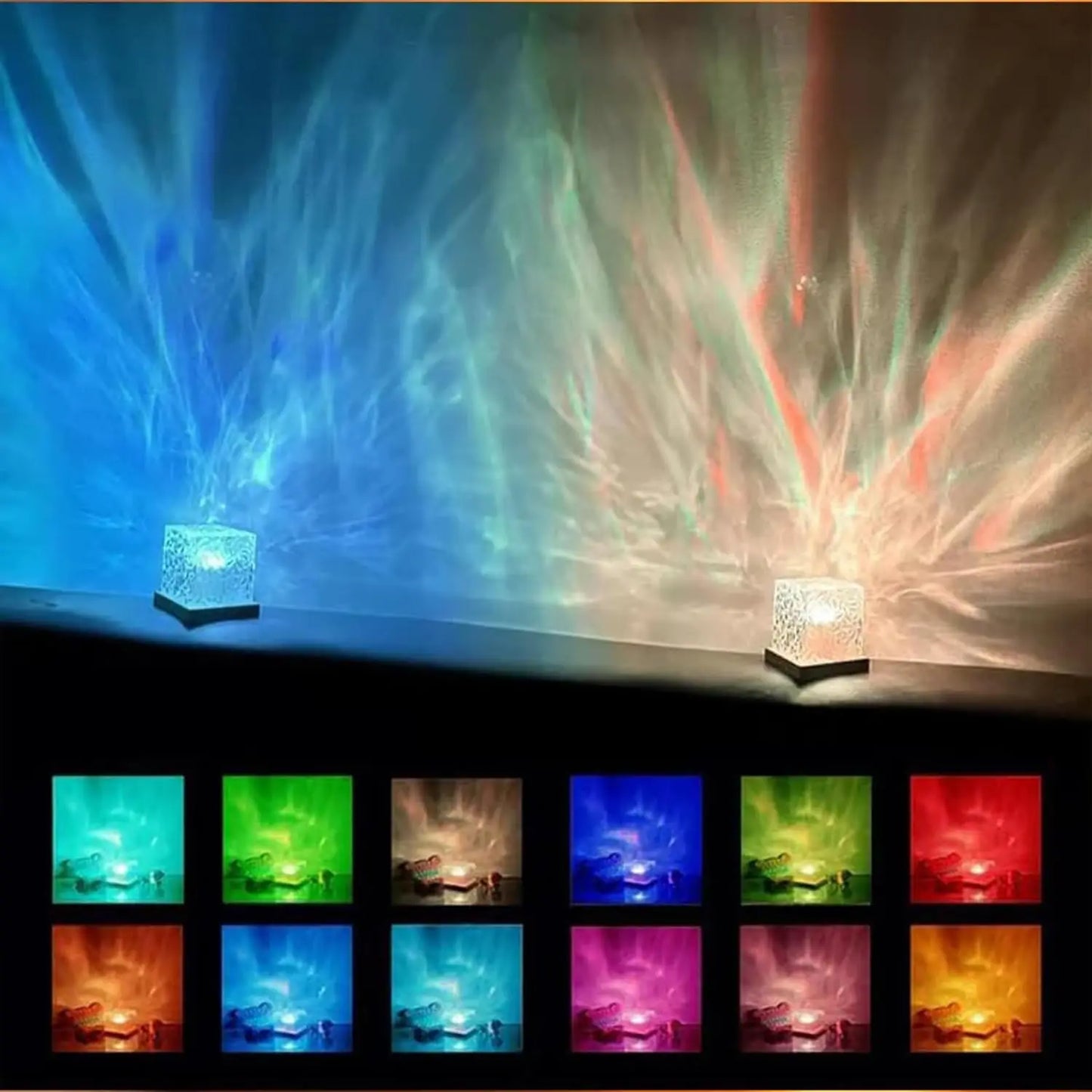 16-Color Northern Lights Cube & Ocean Wave Projector Lamp