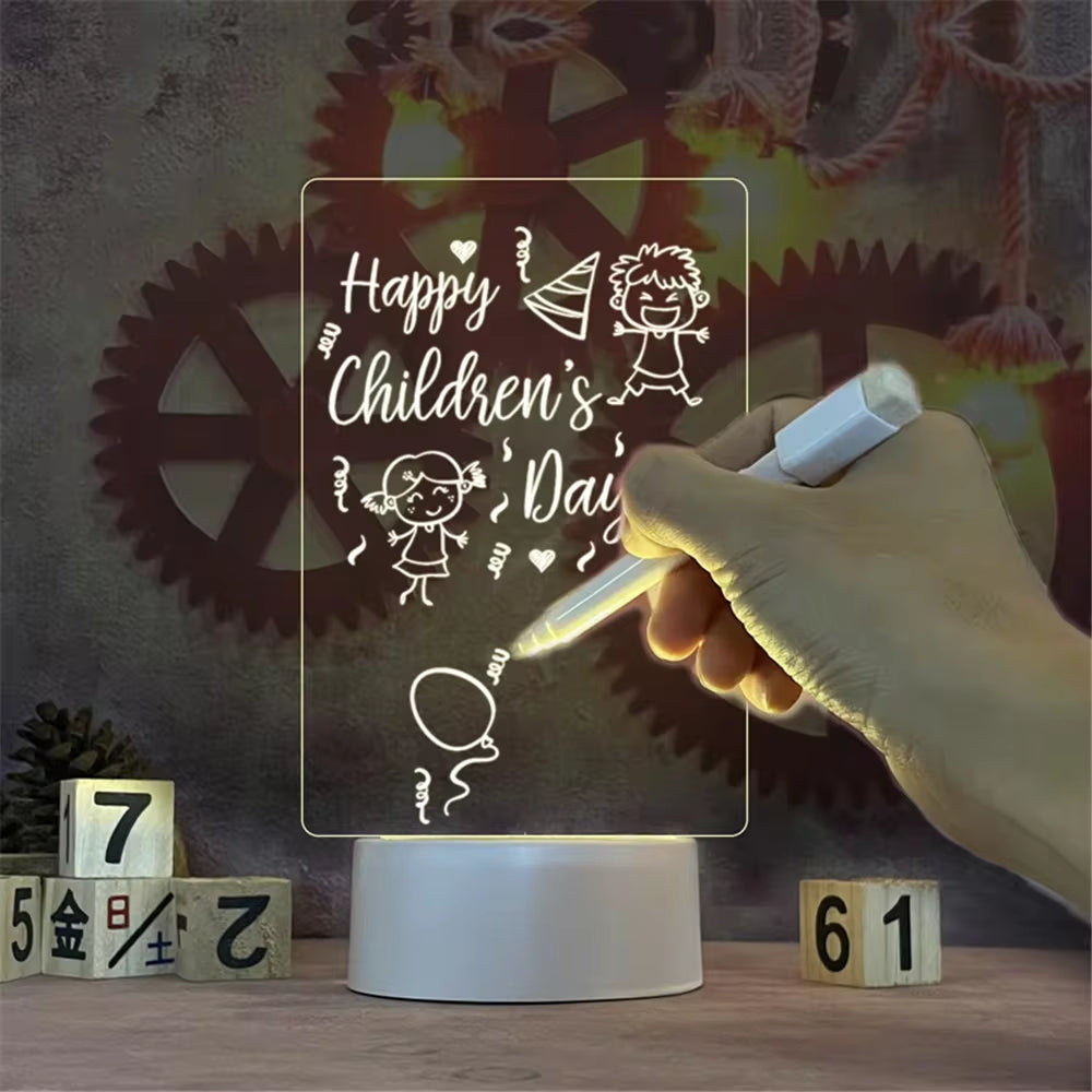 Transparent Luminous LED Night Light with Erasable Message Board